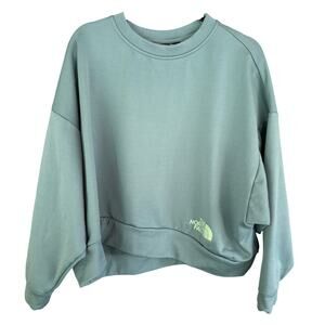 North Face Womens Cropoed Sweatshirt XL Sage Green Hike Camp Outdoors